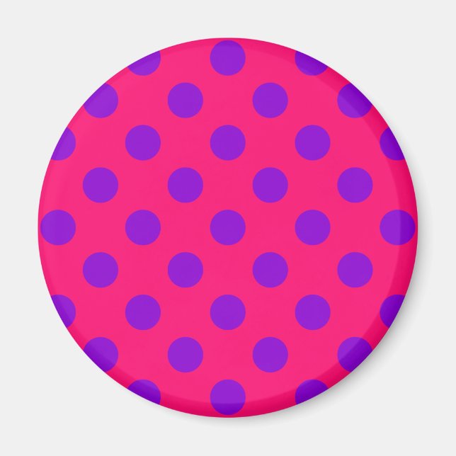 Purple polka dots on cerise magnet (Front)