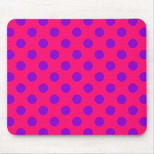 Purple polka dots on cerise mouse pad