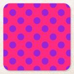 Purple polka dots on cerise square paper coaster<br><div class="desc">Purple polka dots on cerise</div>