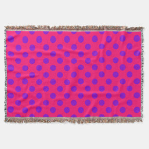Purple polka dots on cerise throw blanket