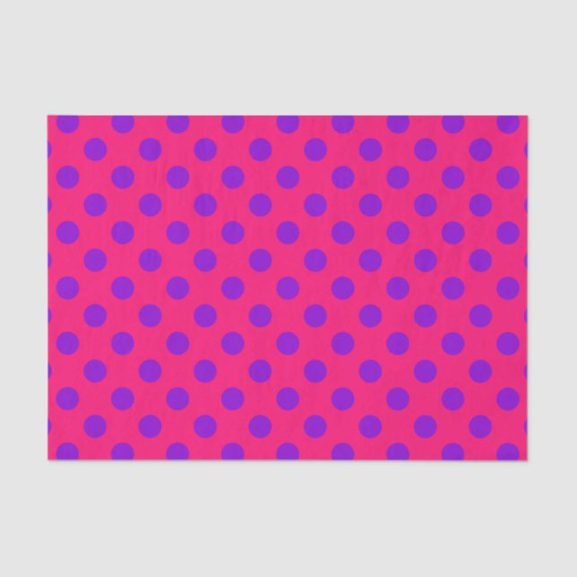 Purple polka dots on cerise tissue paper (Front)