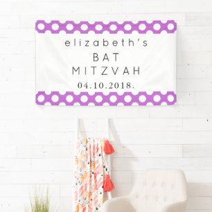 Purple Polka Dots, Polka Dot Pattern, Bat Mitzvah Banner