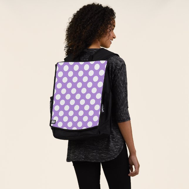 Purple Polka Dots, Polka Dot Pattern, Dots, Dotted Backpack (Worn)