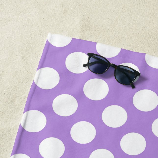 Purple Polka Dots, Polka Dot Pattern, Dots, Dotted Beach Towel (In Situ)