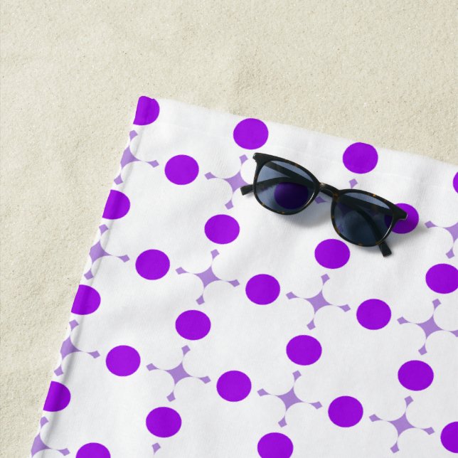 Purple Polka Dots, Polka Dot Pattern, Dots, Dotted Beach Towel (In Situ)