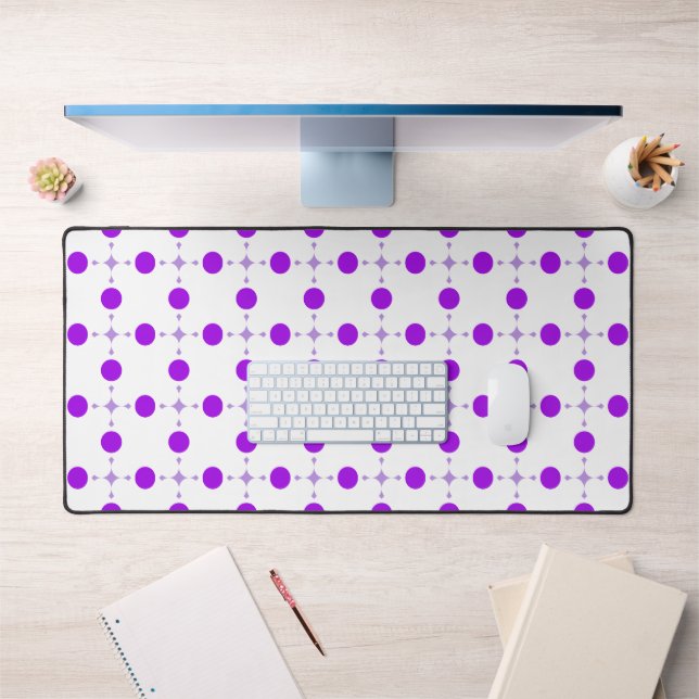Purple Polka Dots, Polka Dot Pattern, Dots, Dotted Desk Mat (Office 1)