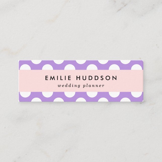 Purple Polka Dots, Polka Dot Pattern, Dots, Dotted Mini Business Card (Front)