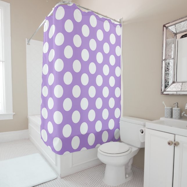Purple Polka Dots, Polka Dot Pattern, Dots, Dotted Shower Curtain (In Situ)