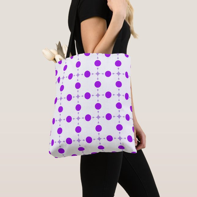 Purple Polka Dots, Polka Dot Pattern, Dots, Dotted Tote Bag (Close Up)