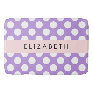 Purple Polka Dots, Polka Dot Pattern, Your Name Bath Mat