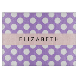 Purple Polka Dots, Polka Dot Pattern, Your Name Cutting Board