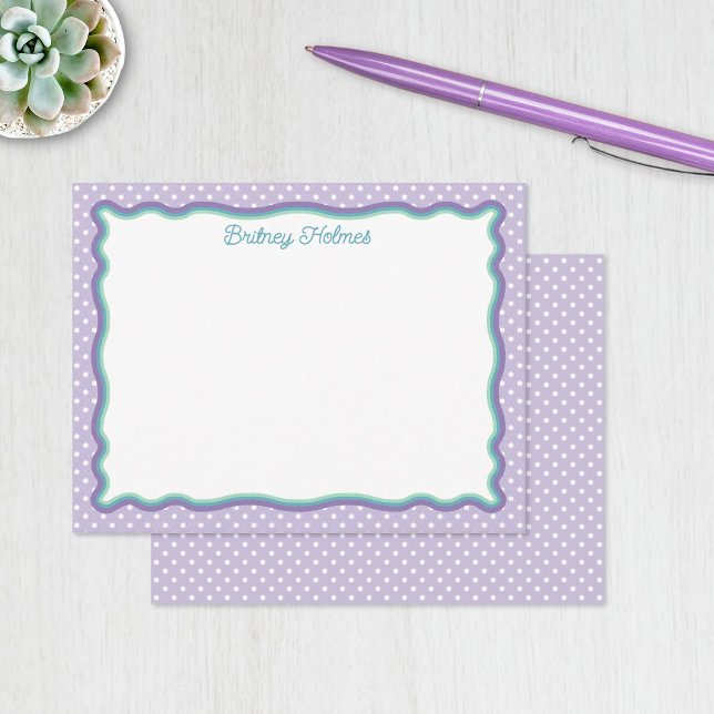 Purple Polka Dots & Wavy Frame Add Name Card (Creator Uploaded)