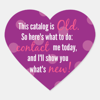 purple polka dotted heart catalogue stickers