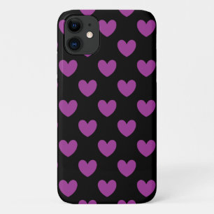 Purple polka hearts on black Case-Mate iPhone case