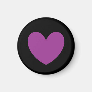 Purple polka hearts on black magnet