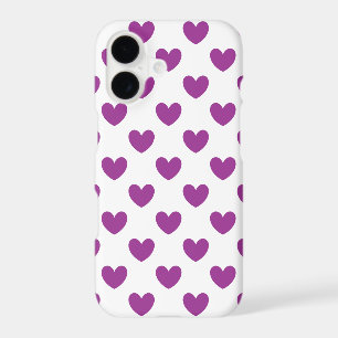 Purple polka hearts on white