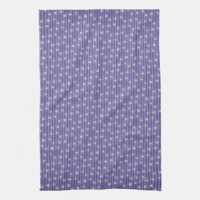 Purple Polkadots Tea Towel (Vertical)