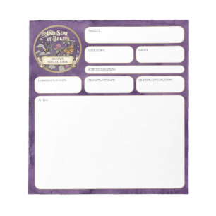 Purple Pollinator Garden Seed‑Sowing Record Notepad
