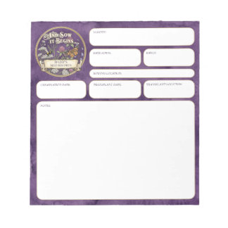 Purple Pollinator Garden Seed‑Sowing Record Notepad