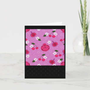 Purple Pomegranate Fruit Cherry Floral Daisy Stick Card
