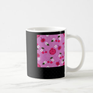 Purple Pomegranate Fruit Cherry Floral Daisy Stick Coffee Mug