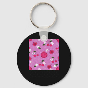 Purple Pomegranate Fruit Cherry Floral Daisy Stick Key Ring