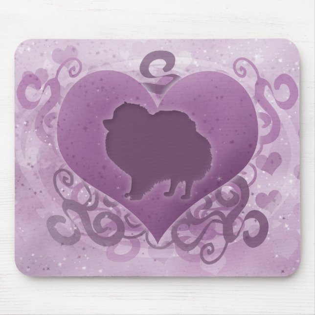 Purple Pomeranian Valentine Mouse Pad (Front)