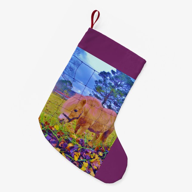 Purple Ponies Christmas Horse Small Christmas Stocking (Front (Hanging))