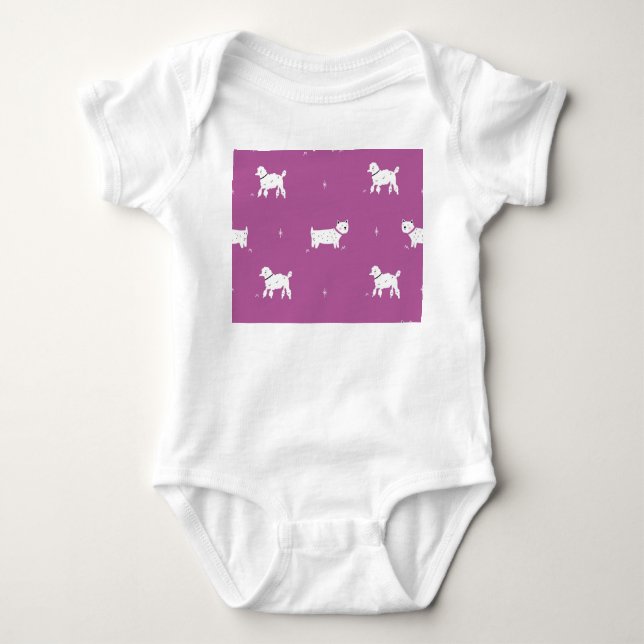 Purple Poodle: Monochrome Retro Pattern Baby Bodysuit (Front)