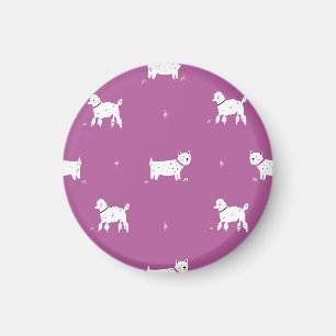 Purple Poodle: Monochrome Retro Pattern Magnet