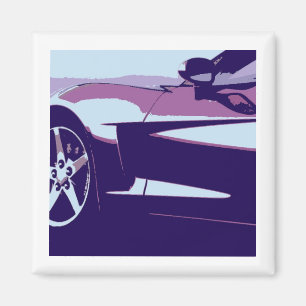 Purple Pop Art Corvette Magnet
