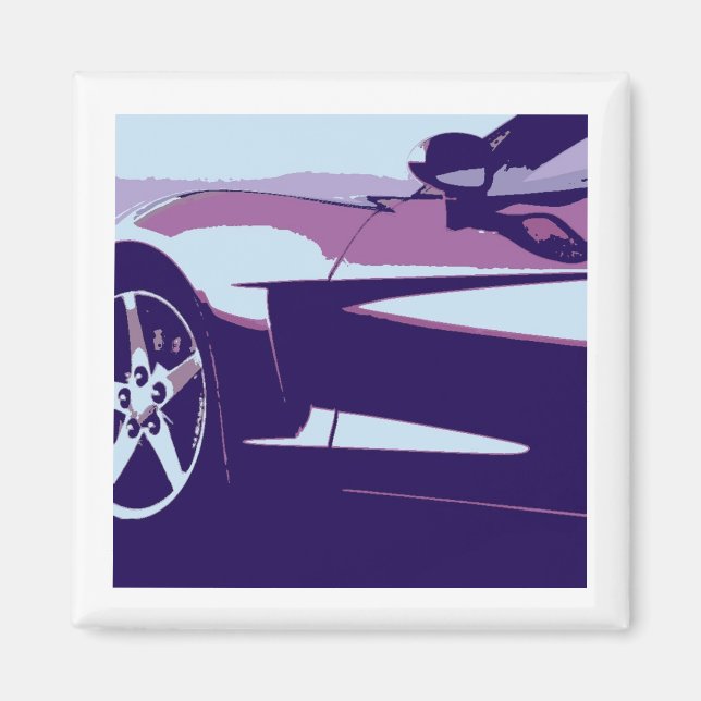 Purple Pop Art Corvette Magnet (Front)