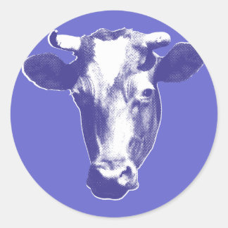 Purple Pop Art Cow Graphic Classic Round Sticker