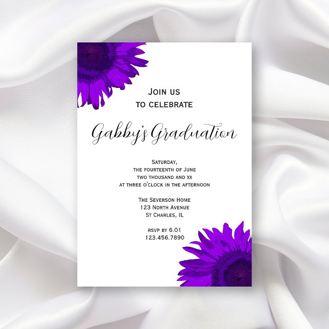Purple Pop Art Flower Graduation Party Invitation (Creator Uploaded)