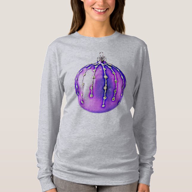 Purple Pop Art Style Christmas Ornament Shirt (Front)