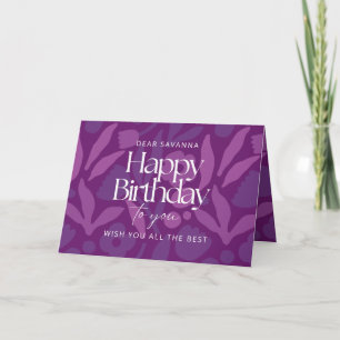 Purple Pop Flowers Happy Birthday to You Card
