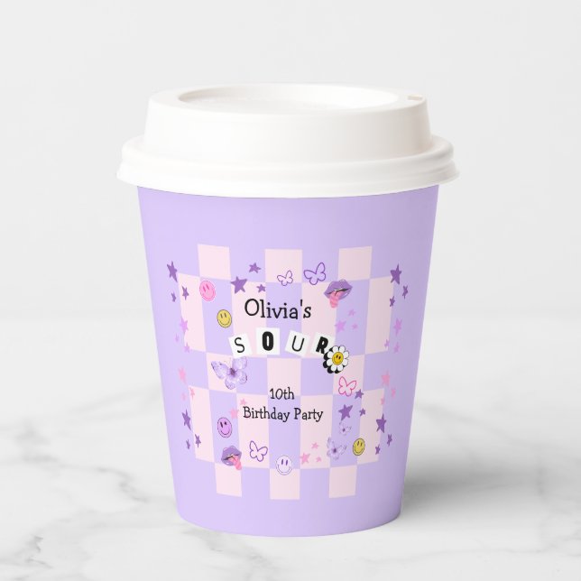 Purple Pop Music Tween Teen Birthday Invitation Paper Cups (Front)