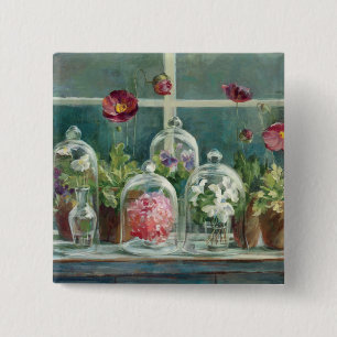 Purple Poppies on a Windowsill 15 Cm Square Badge