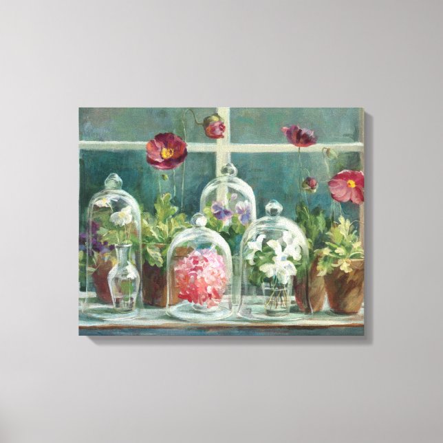 Purple Poppies on a Windowsill Canvas Print (Front)