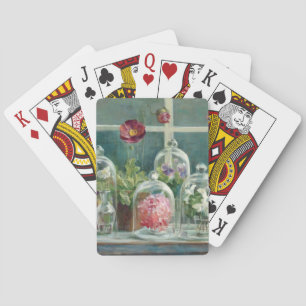 Purple Poppies on a Windowsill Playing Cards
