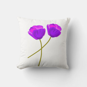 Purple Poppy Flowers Cushion