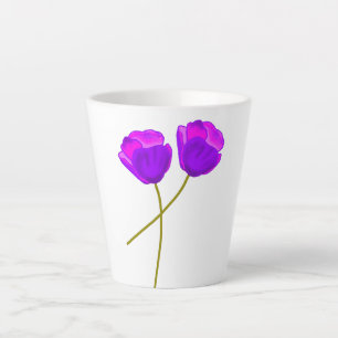 Purple Poppy Flowers Latte Mug