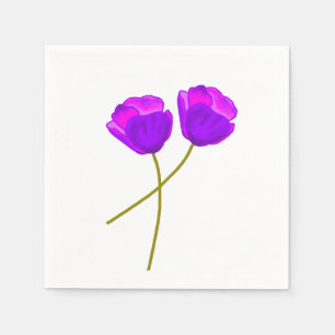 Purple Poppy Flowers   Napkin