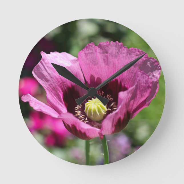 Purple Poppy Wall Clock (Front)