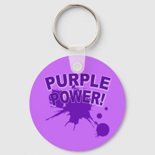 Purple Power with a Big Splat of Paint Key Ring