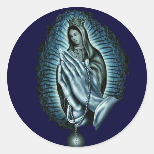 Purple Prayer Blessed Virgin Mary Classic Round Sticker (Front)