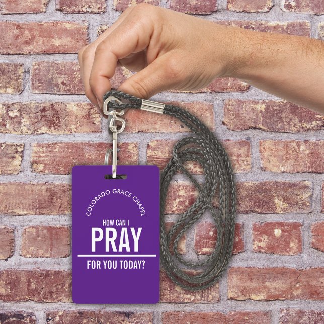 Purple prayer church volunteers id badge (Creator Uploaded)