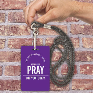 Purple prayer church volunteers id badge