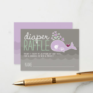 Purple Pregnant Mummy Whale Diaper Raffle Tickets Enclosure Card