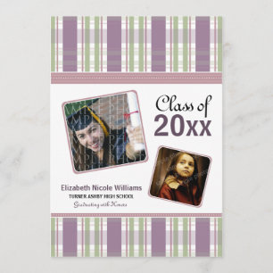 Purple Preppy Plaid Custom Graduation Announcement